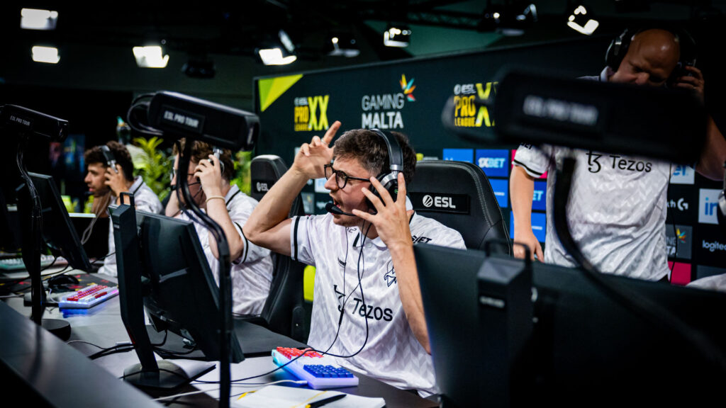 Vitality CS2 players celebrating a victory at ESL Pro League season 20 in 2024.