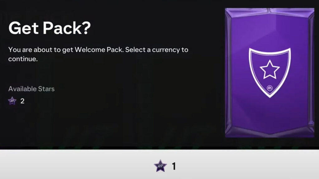 Screenshot of player unlocking a Welcome Pack in EA FC 25 Ultimate Team.