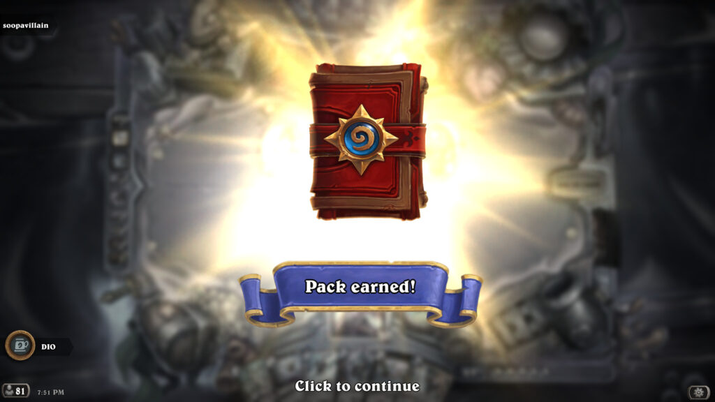 Win the Tavern Brawl to get a free Standard card pack in Hearthstone