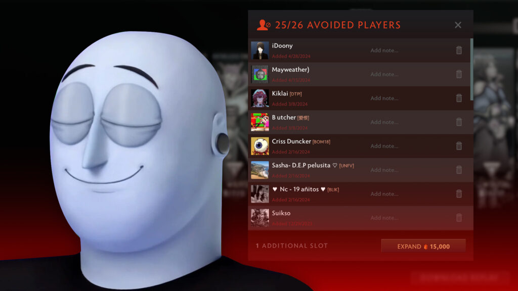 How to avoid players in Dota 2