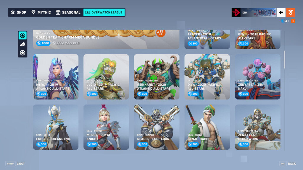 OWL skins are avaliable for OWL Tokens first