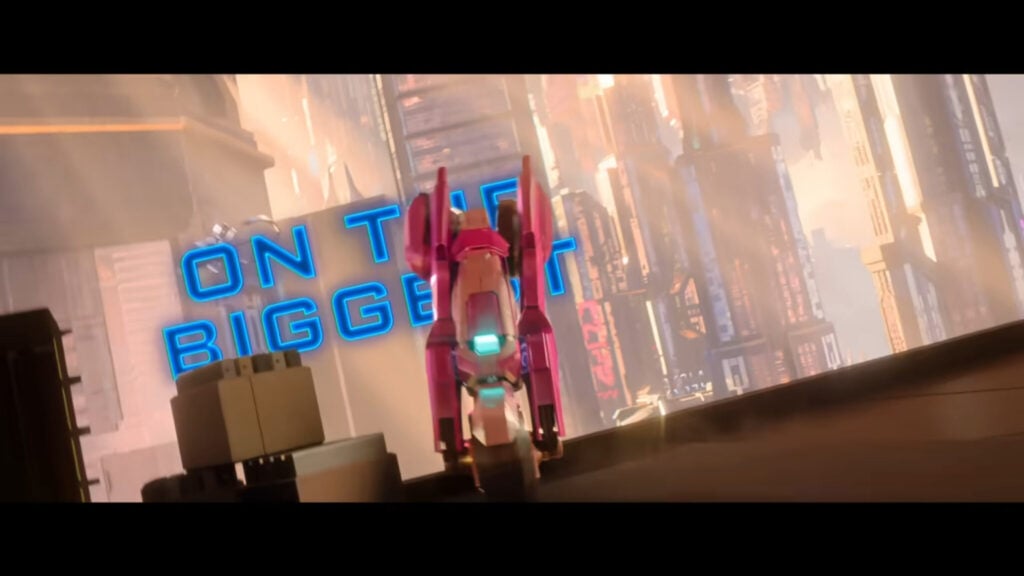 Elita-1 transforming into her alt mode in Transformers One