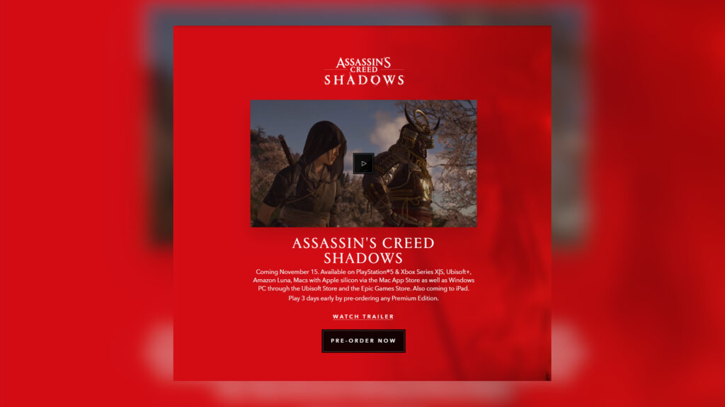 Assassin's Creed Shadows platforms screenshot