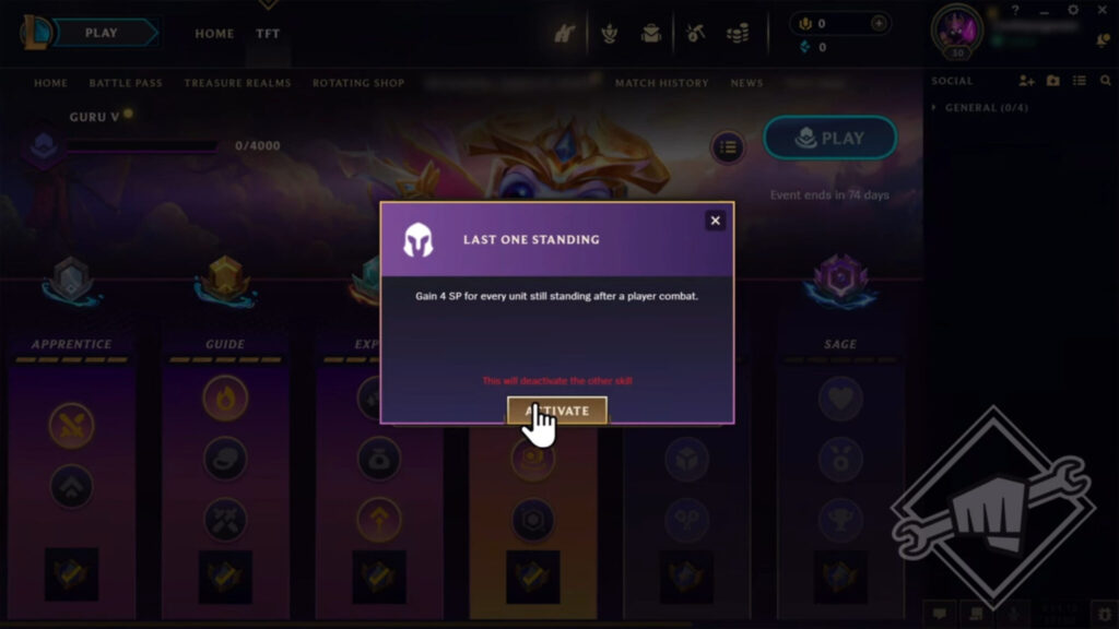 Activate skills to gain more SP and rank up faster 