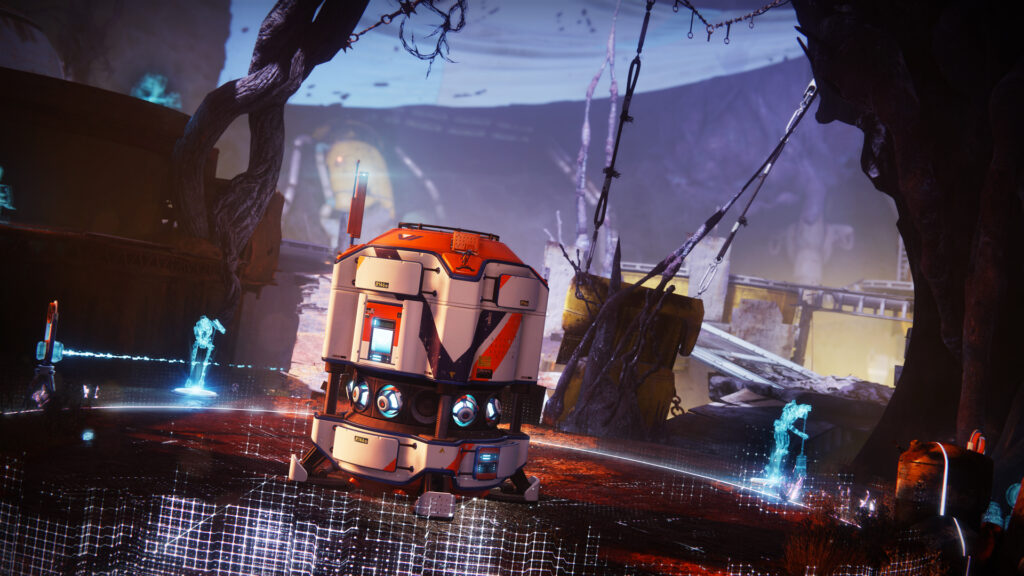 An ADU sits in the middle of an Onslaught map in Destiny 2.
