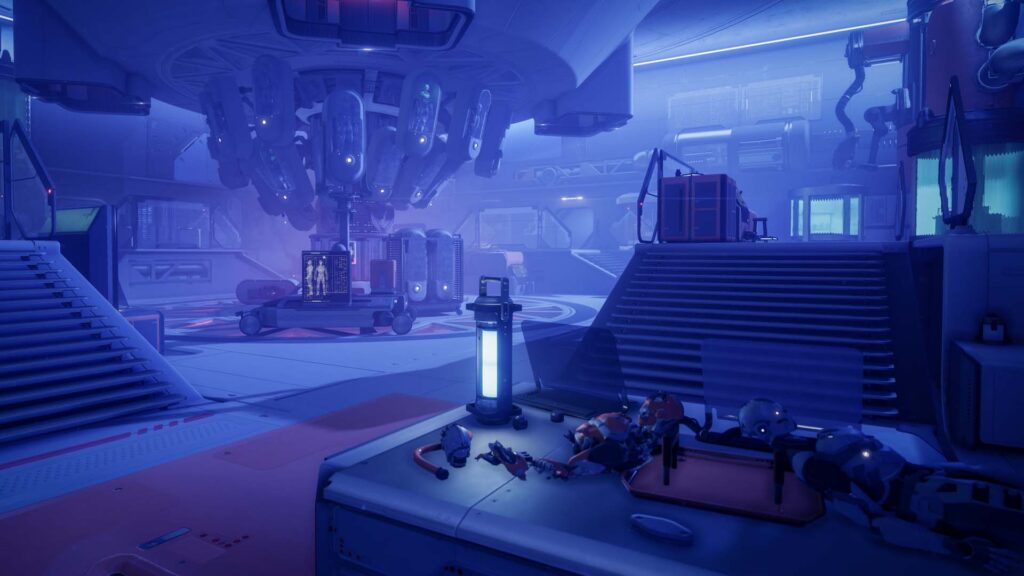 Guardians delve into a darkened Vesper Station in the Vesper's Host dungeon in Destiny 2.