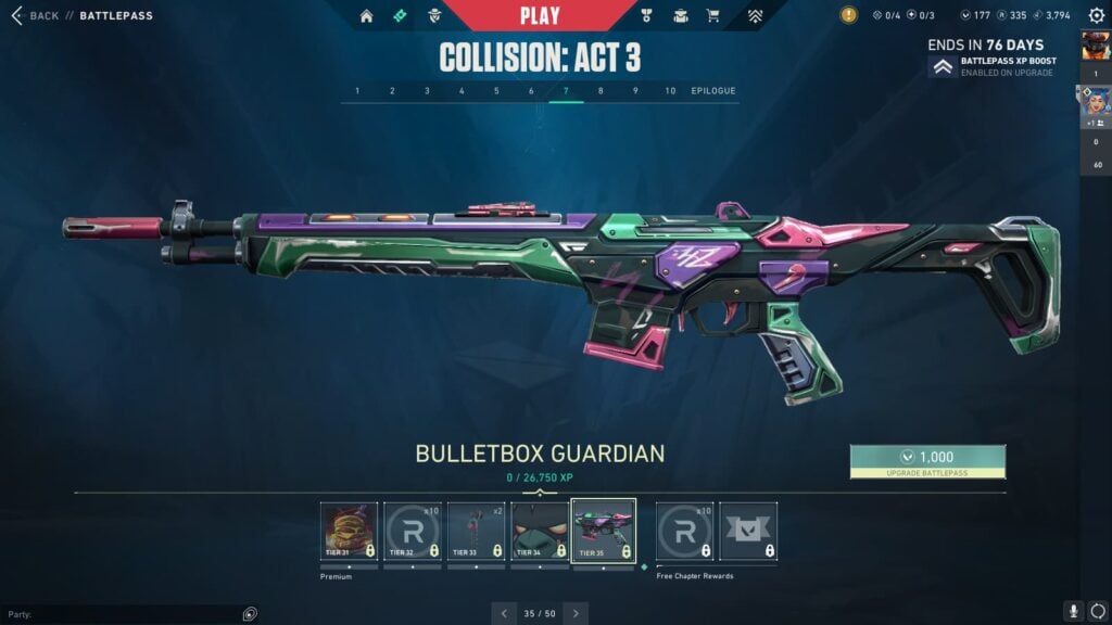 Bulletbox Guardian in the VALORANT Episode 9 Act 3 Battle Pass.