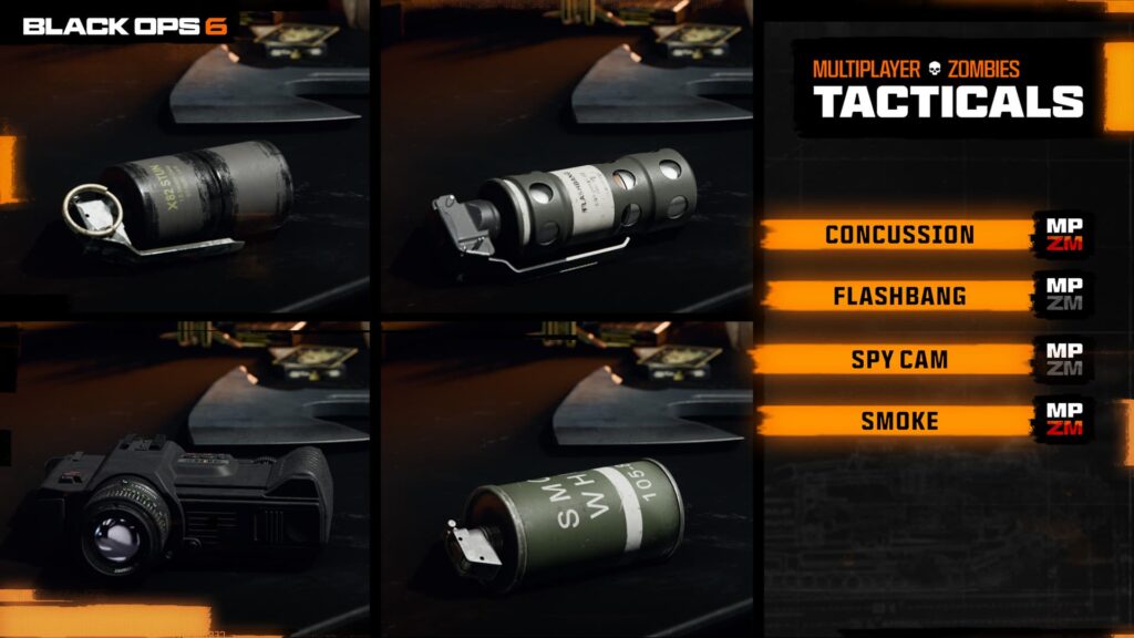 Available tactical equipment in Call of Duty: Black Ops 6 at launch.