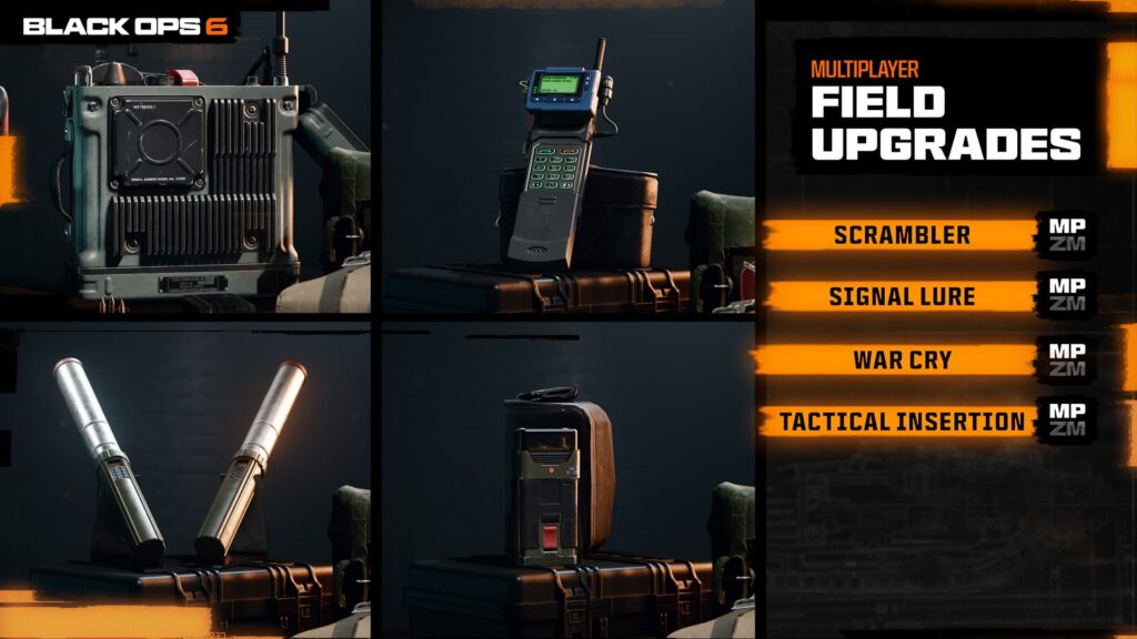 Available Field Upgrades at launch in Call of Duty: Black Ops 6.