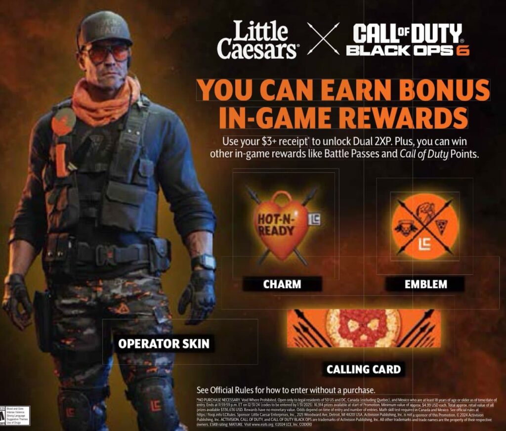 The Call of Duty: Black Ops 6 x Little Caesars rewards.