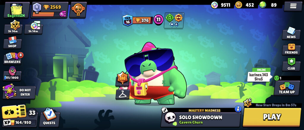 It’s a screenshot of the starting screen in the game Brawl Stars during the Halloween event (Brawl-O-Ween). There is a secret horror book on it.