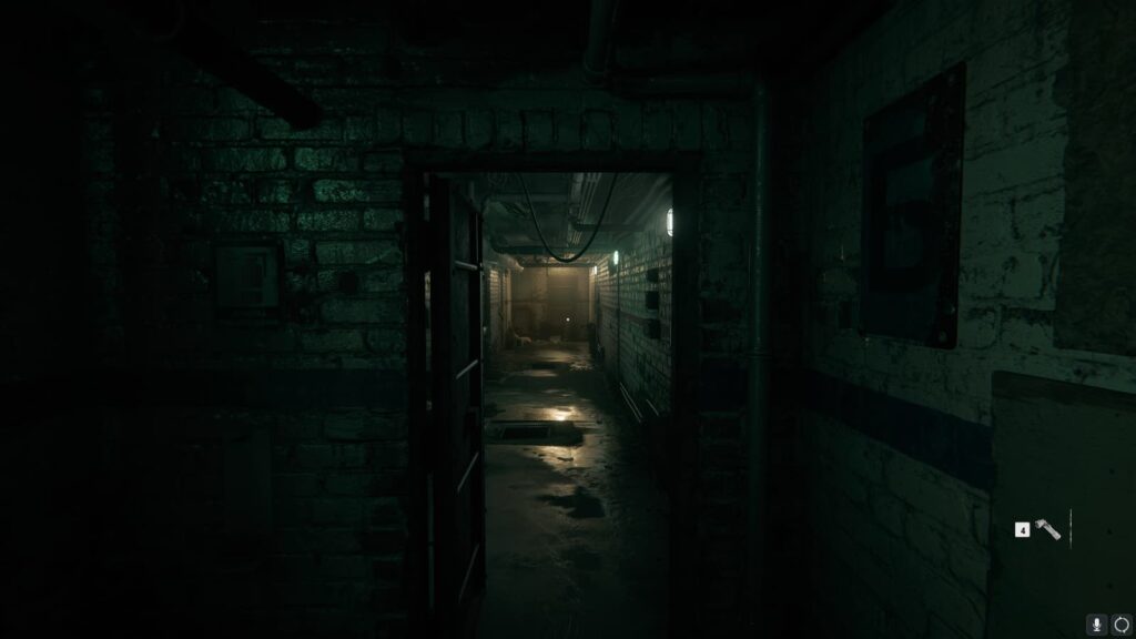 The hallway leading to the interrogation room in the safehouse.