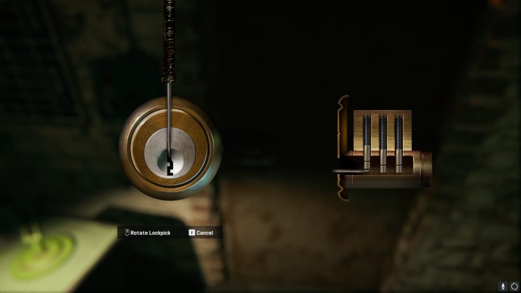 The lockpick minigame.