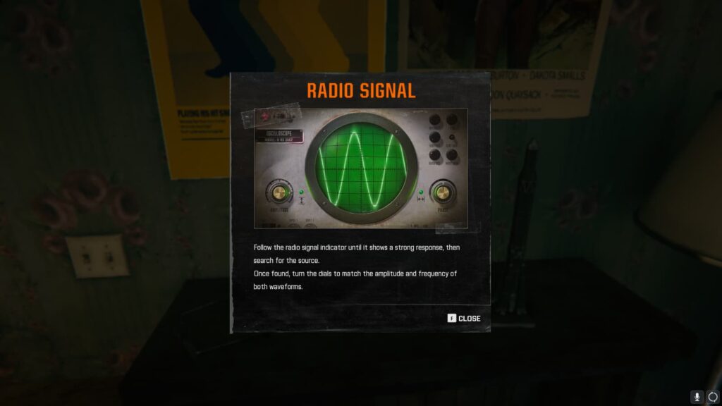 The Radio Signal minigame tooltip.