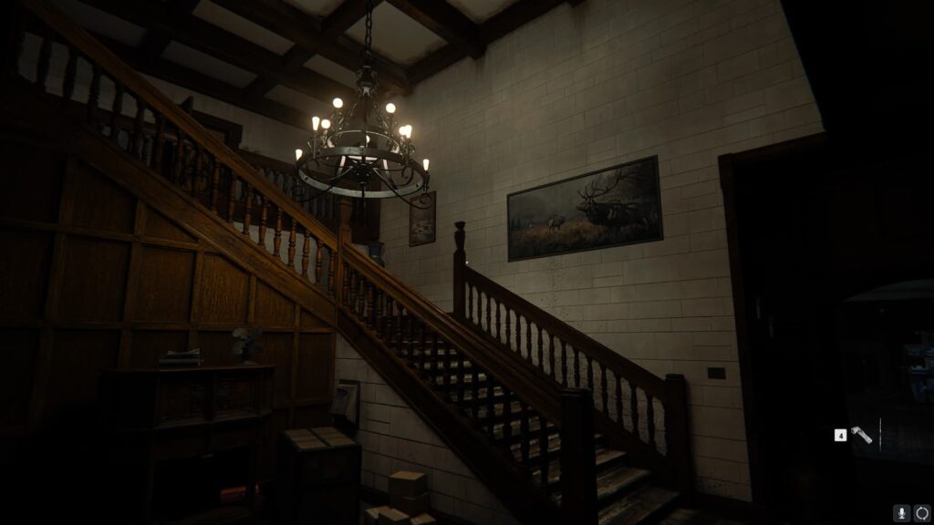 The front room stairs of the safehouse.