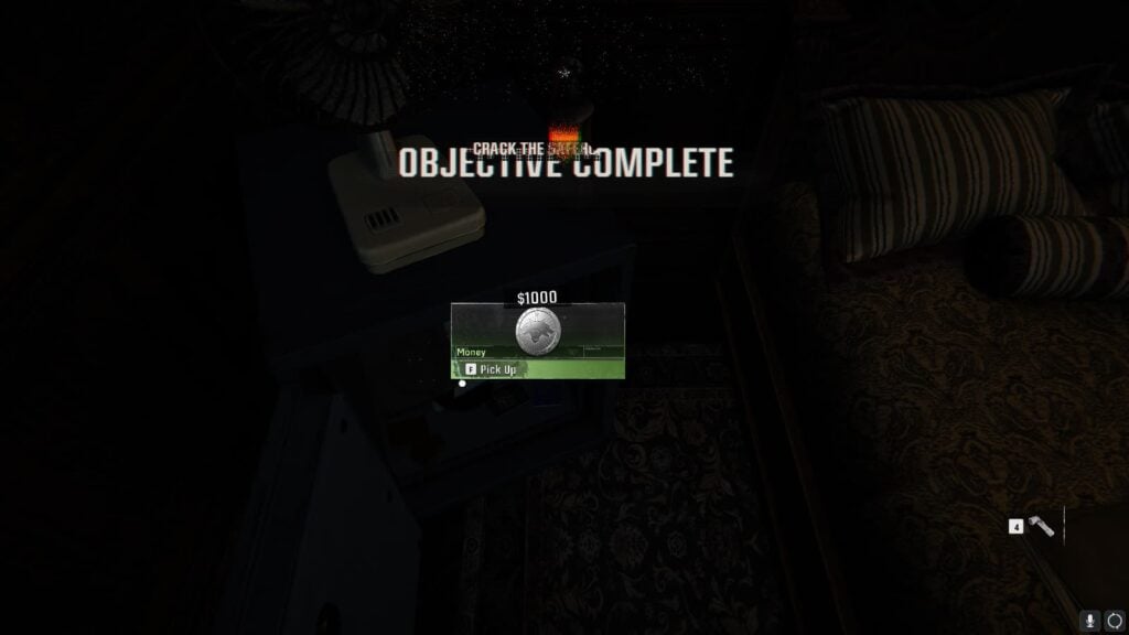 The safe in the Black Ops 6 campaign's safehouse has been unlocked, Objective Complete, and rewards obtained.