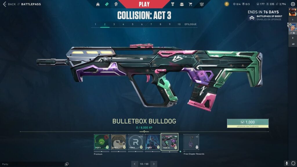 Bulletbox Bulldog in the VALORANT Episode 9 Act 3 Battle Pass.