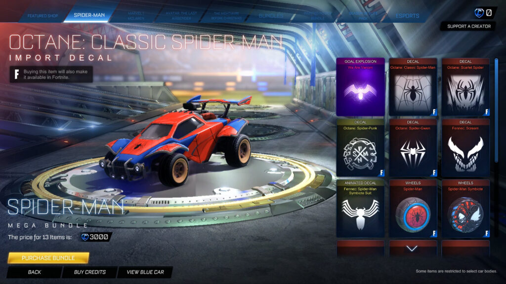 Decal Classic Spider-Man in Rocket League