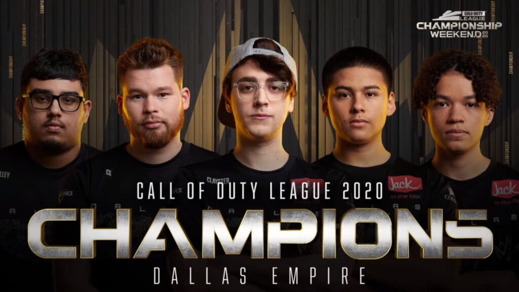 The players of Dallas Empire that won the Call of Duty League in 2020.
