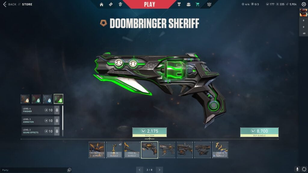 The VALORANT Doombringer Sheriff.