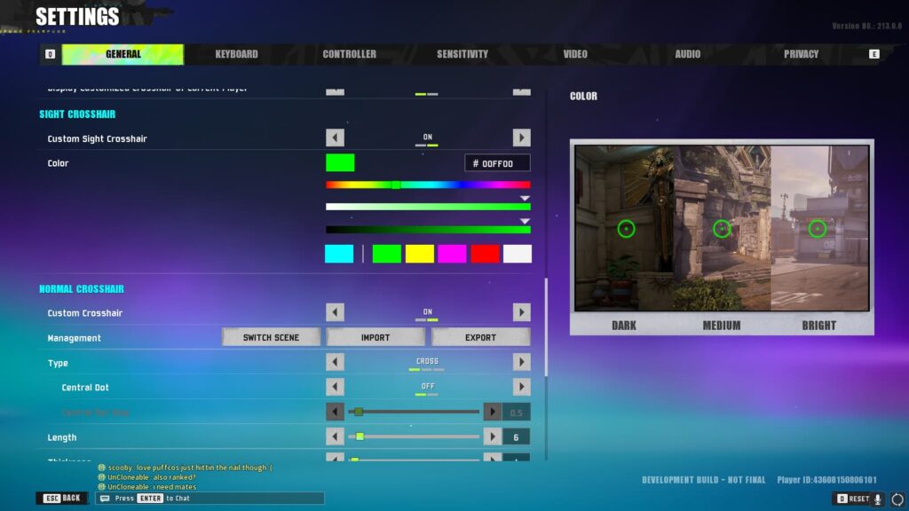 Some of the options to customize your crosshair in FragPunk.