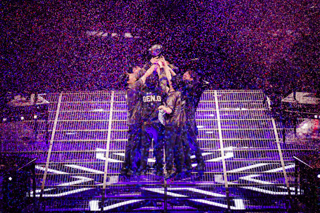 Gen.G Esports lift the trophy after victory during the VALORANT Masters Shanghai Grand Finals at the Mercedes Benz Arena on June 09, 2024 in Shanghai, China. (Photo by David Lee/Riot Games)