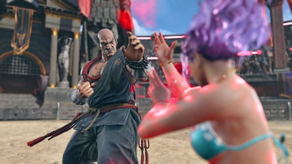 Heihachi from Tekken 8 with Jun Kazama