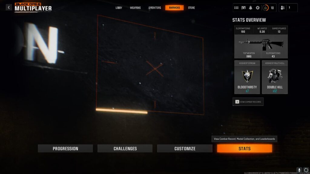 The barracks screen of Black Ops 6.