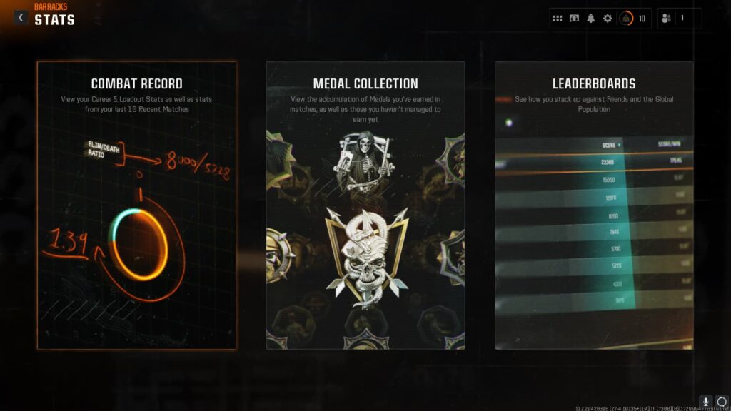 The stats screen of Black Ops 6.