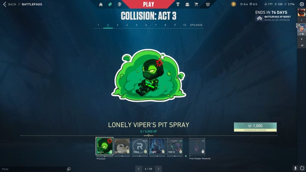 Lonely Viper's Pit Spray in the VALORANT Episode 9 Act 3 Battle Pass.