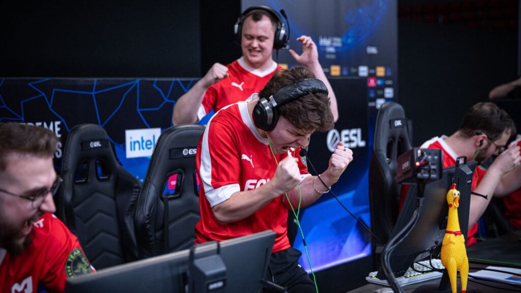 Photo taken of MOUZ's CS2 team during IEM Rio 2024.