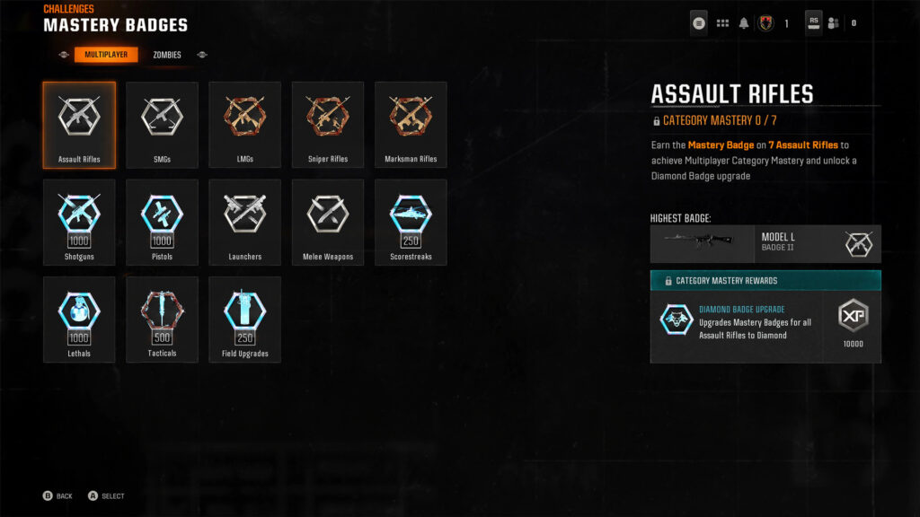 BO6 Mastery Badges system screenshot 