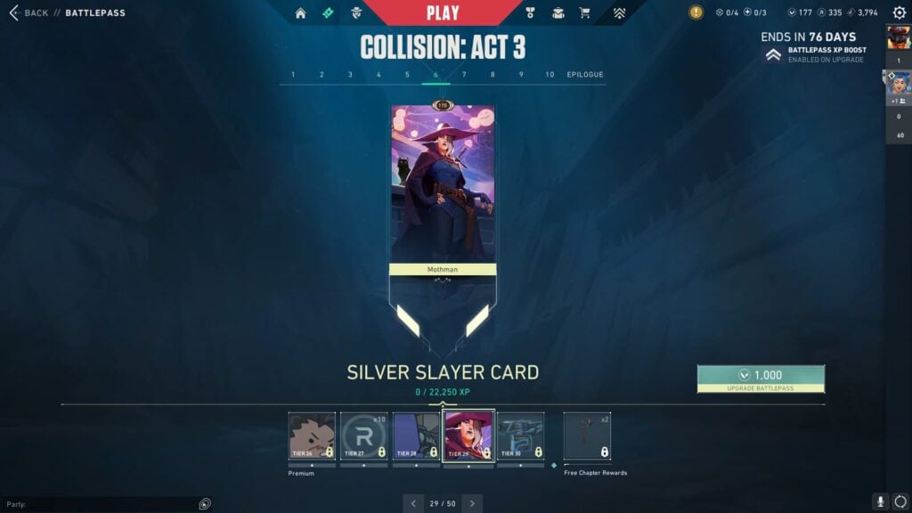 Silver Slayer Card in the VALORANT Episode 9 Act 3 Battle Pass.