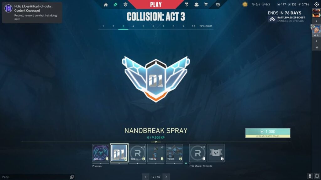 Nanobreak Spray in the VALORANT Episode 9 Act 3 Battle Pass.