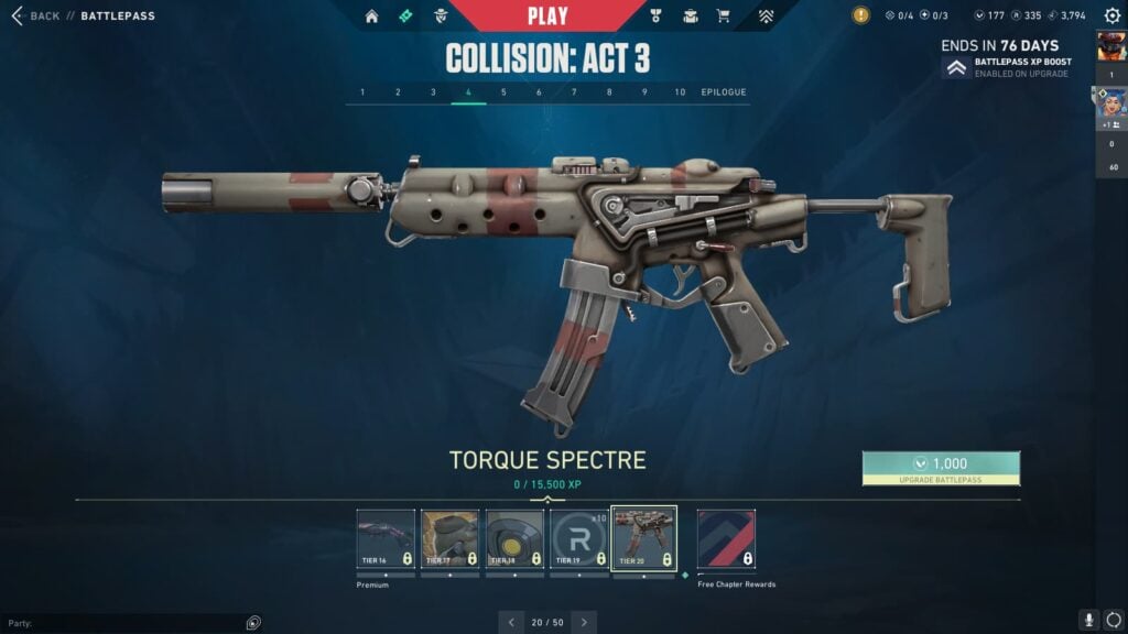 Torque Spectre in the VALORANT Episode 9 Act 3 Battle Pass.
