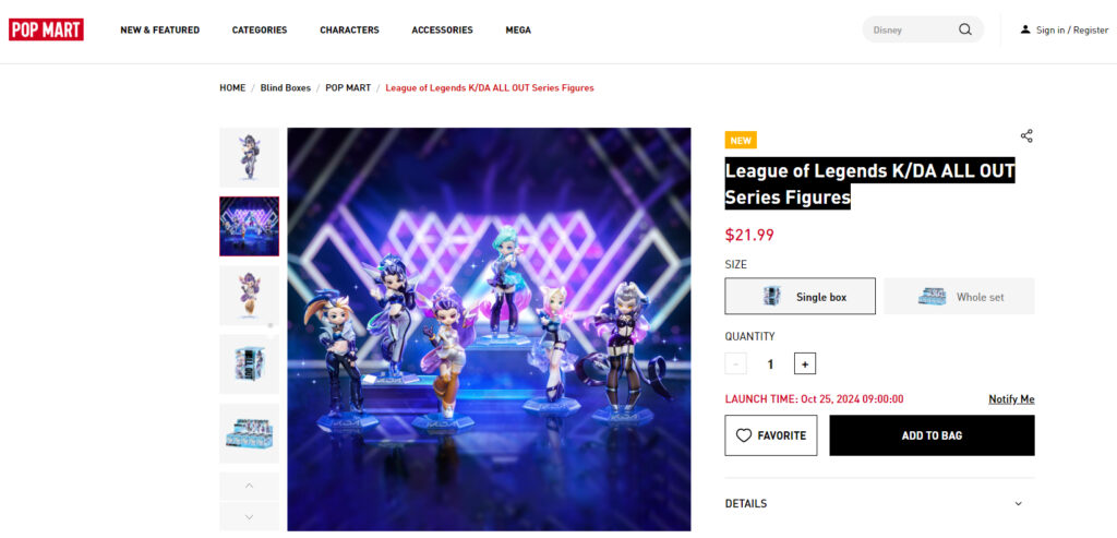 As per POP MART information, LoL K/DA ALL OUT series figure will launch on October 25, 2024.