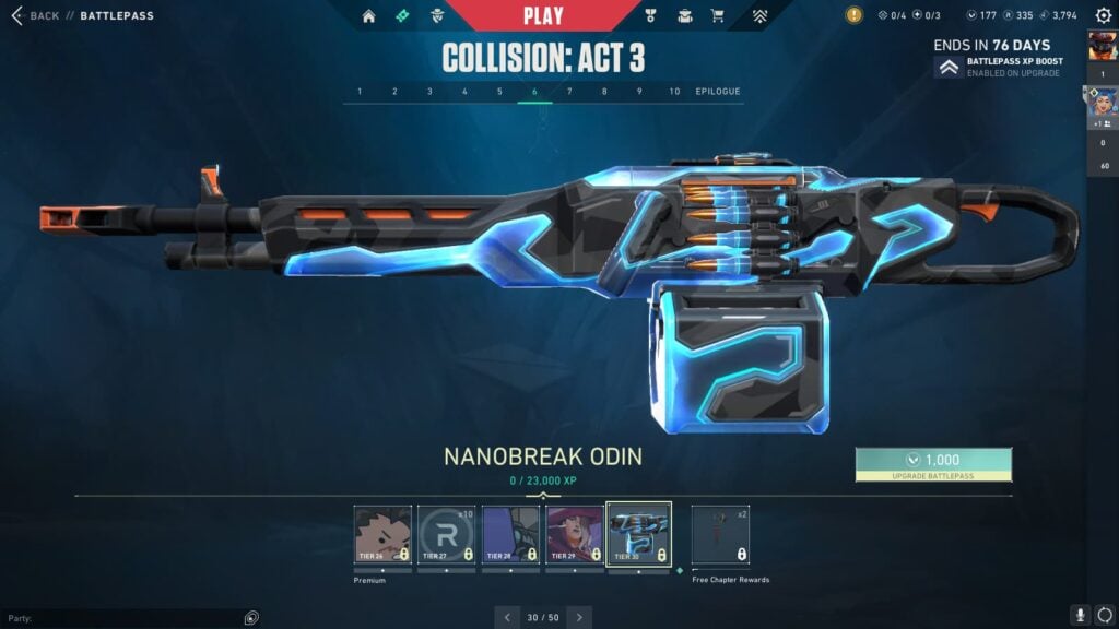 Nanobreak Odin in the VALORANT Episode 9 Act 3 Battle Pass.