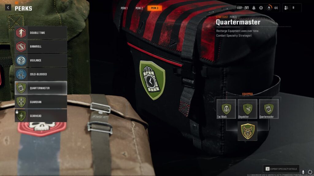 The Quartermaster perk.