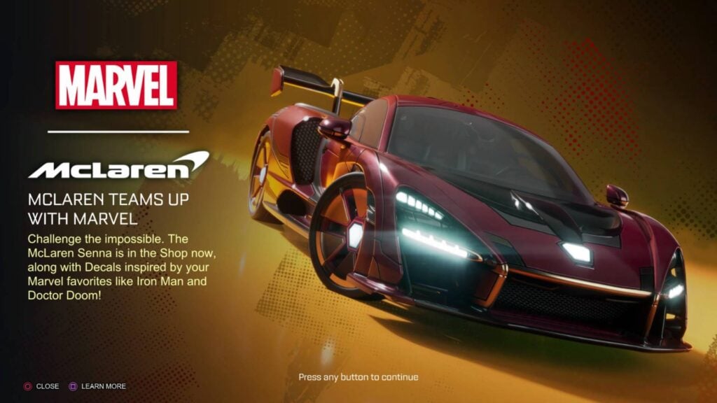 It’s a screenshot of an in-game ad — Rocket League McLaren Senna