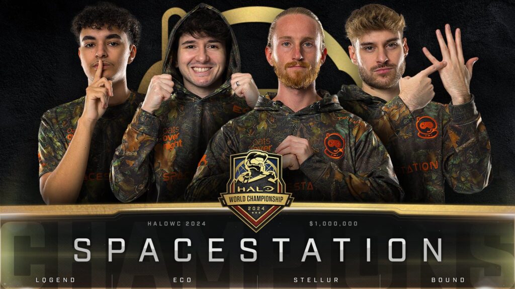 The victory graphic for Spacestation Gaming winning the Halo World Championship 2024.