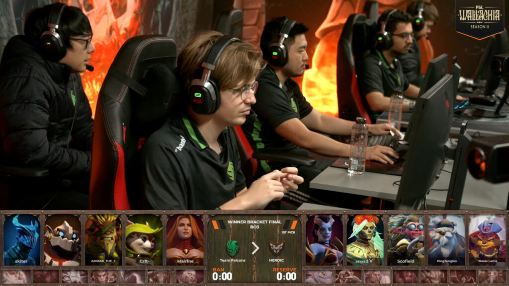 Team Falcons' draft against HEROIC for the PGL Wallachia S2 UB Finals Game 3