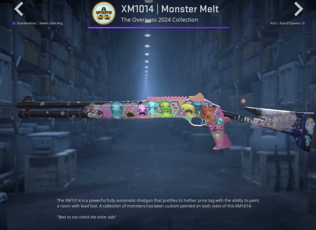 A screenshot of a weapon skin from the Overpass 2024 collection in CS2.