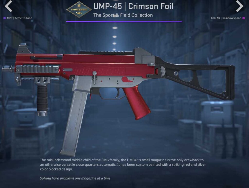 A screenshot of a weapon skin in the Sport & Field Case in CS2.