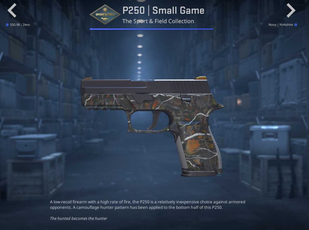 A screenshot of a weapon skin in the Sport & Field Case in CS2.