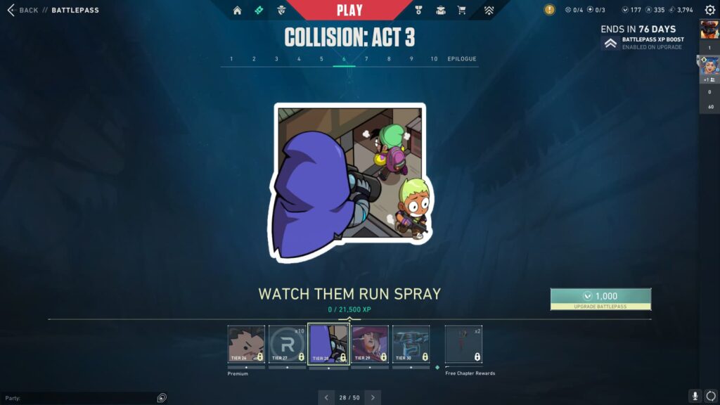 Watch Them Run Spray in the VALORANT Episode 9 Act 3 Battle Pass.