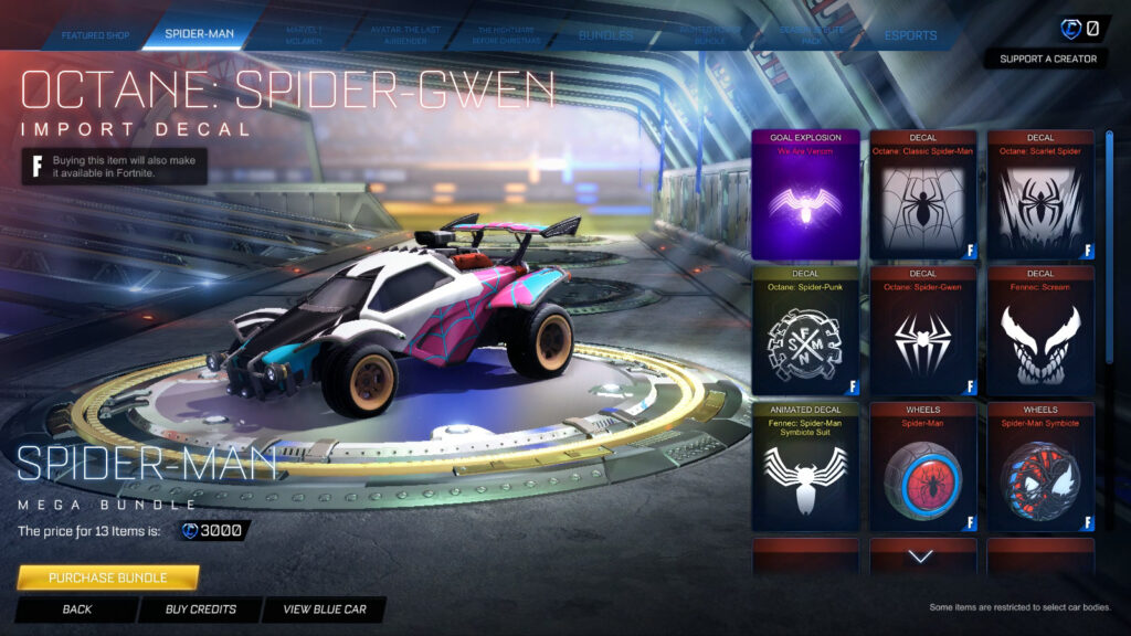 Decal Spider Gwen in Rocket League