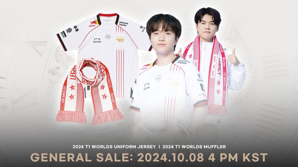 T1 Worlds 2024 jersey and muffler.