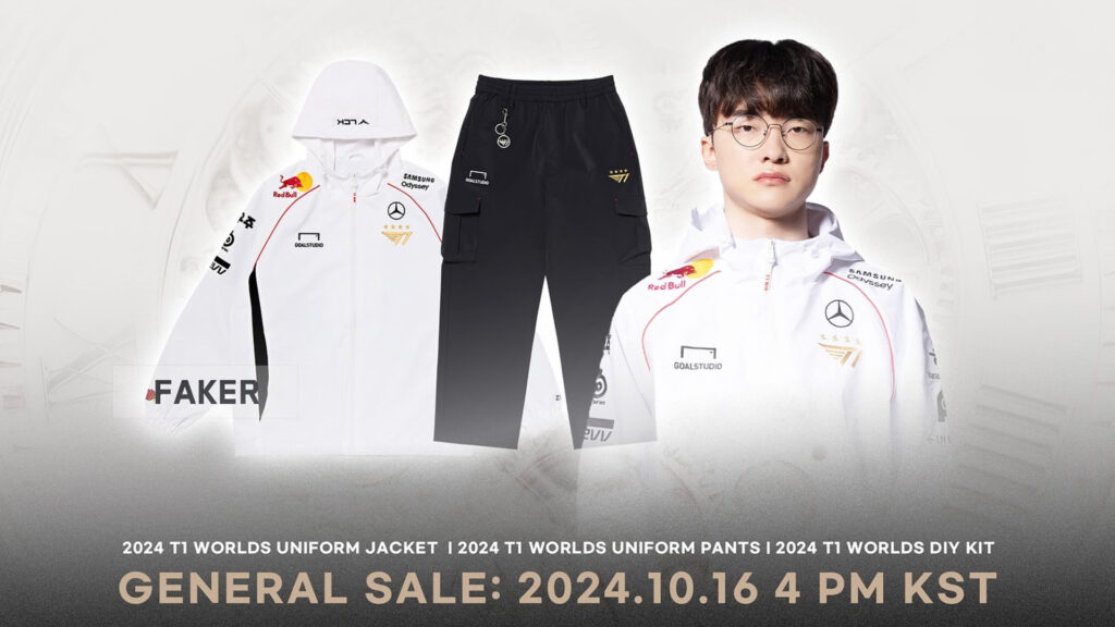 The special jacket and pants T1 will use during Worlds 2024. You can see how the jacket looks on Faker too.
