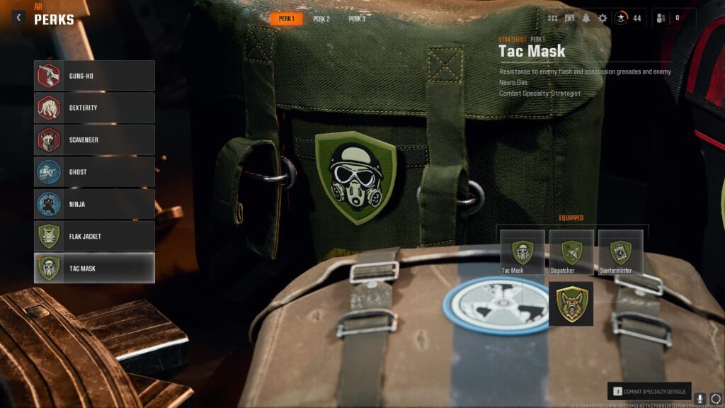 The Tac Mask perk for the best Strategist perk setup in Black Ops 6.