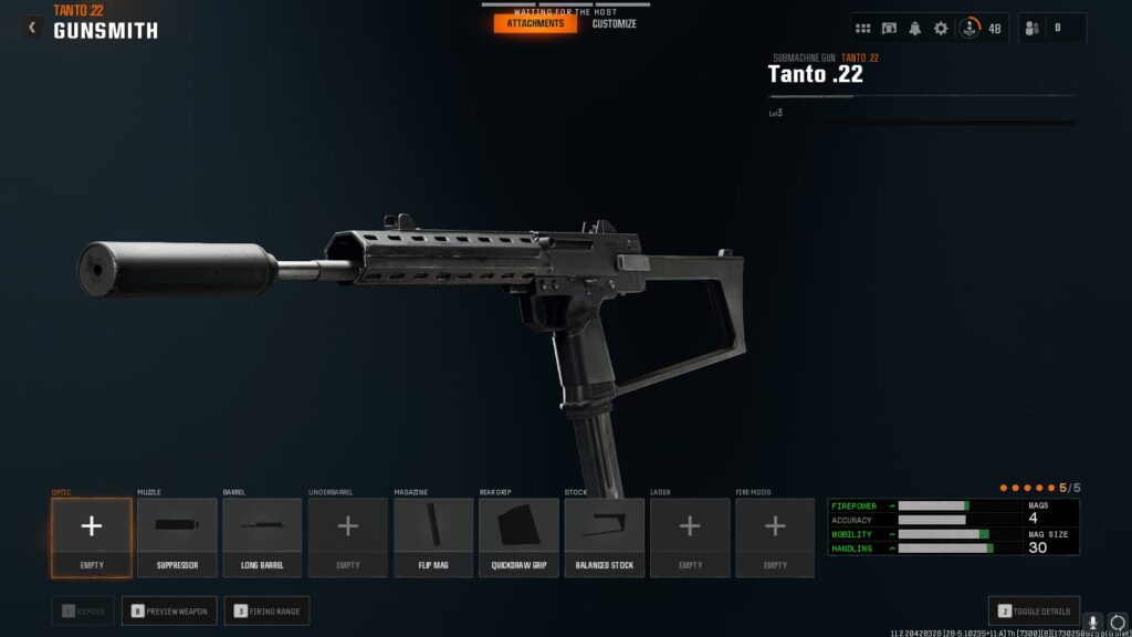The attachments for the best loadout for the Tanto .22 in Black Ops 6.